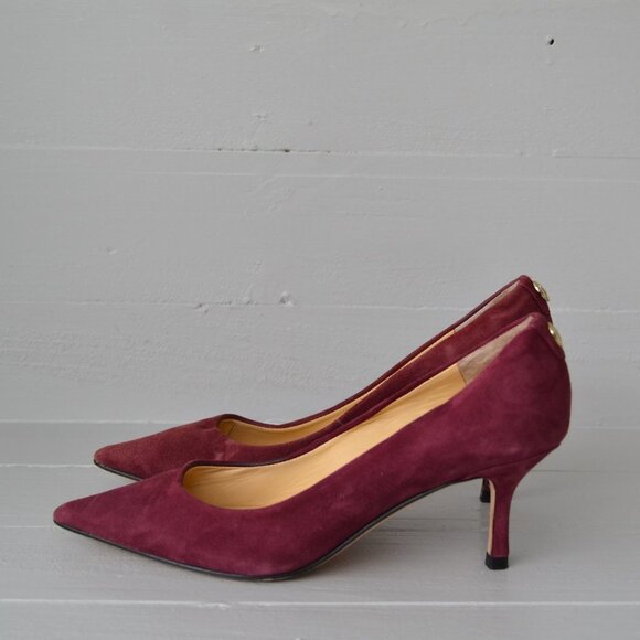 Ivanka Trump Kitten Heels Dark Purple Women's 5.5 Formal Suede Leather Sole - Picture 1 of 8